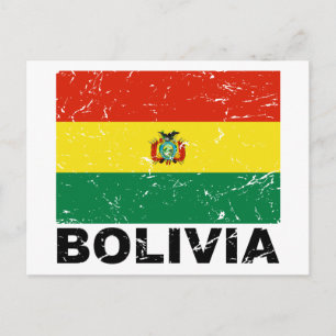 Bolivien Vintage-Flagge Postkarte