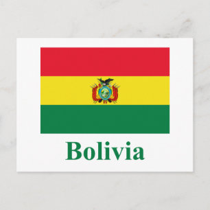 Bolivienflagge mit Name Postkarte