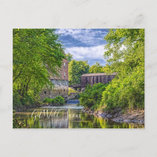Bollinger Mill und Burfordville Covered Bridge Postkarte (Vorderseite)