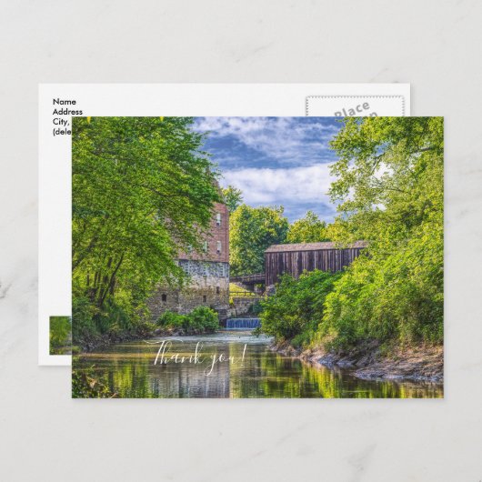 Bollinger Mill und Burfordville Covered Bridge Postkarte (Vorne/Hinten)