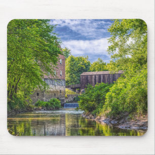 Bollinger-Mühle und Burfordville Covered Bridge Mousepad