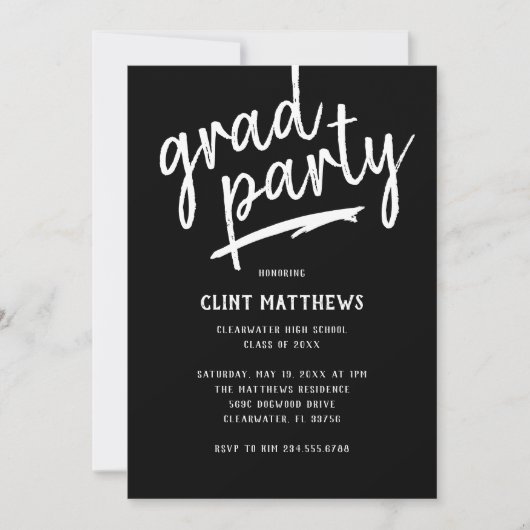 Bolly Brushed Grad Party Einladung (Vorderseite)