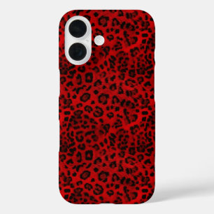 Bolly Chic: Rote und schwarze Leopardendrucke iPhone 16 Hülle