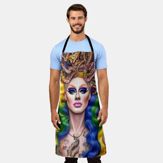Bolly Glows Rainbow Drag Queen Artwork Design Schürze (Getragen)