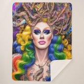 Bolly Glows Rainbow Drag Queen Artwork Design Sherpadecke (Vorderseite)