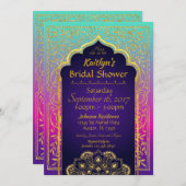 Bollywood Arabian Nights Bridal Dusche Einladung (Vorne/Hinten)