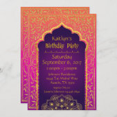 Bollywood Arabian Nights Geburtstags Einladungskar Einladung (Vorne/Hinten)