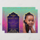 Bollywood Arabian Nights Geburtstagseinladungskart Einladung (Vorne/Hinten)