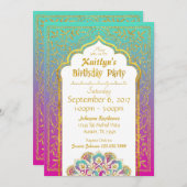 Bollywood Arabian Nights Geburtstagseinladungskart Einladung (Vorne/Hinten)