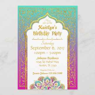 Bollywood Arabian Nights Geburtstagseinladungskart Einladung