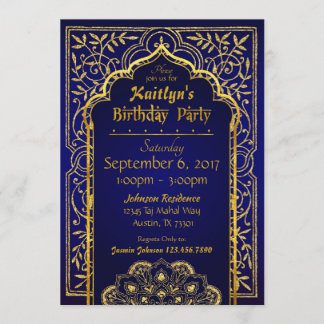 Bollywood Arabian Nights Geburtstagseinladungskart Einladung