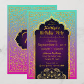 Bollywood Arabian Nights Geburtstagseinladungskart Einladung (Vorne/Hinten)