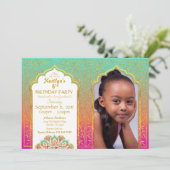 Bollywood Arabian Nights Geburtstagseinladungskart Einladung (Stehend Vorderseite)