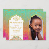 Bollywood Arabian Nights Geburtstagseinladungskart Einladung (Vorne/Hinten)