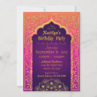 Bollywood Arabian Nights Geburtstagseinladungskart
