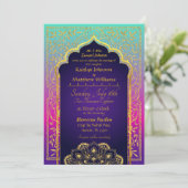 Bollywood Arabian Nights Hochzeitseinladung Einladung (Stehend Vorderseite)