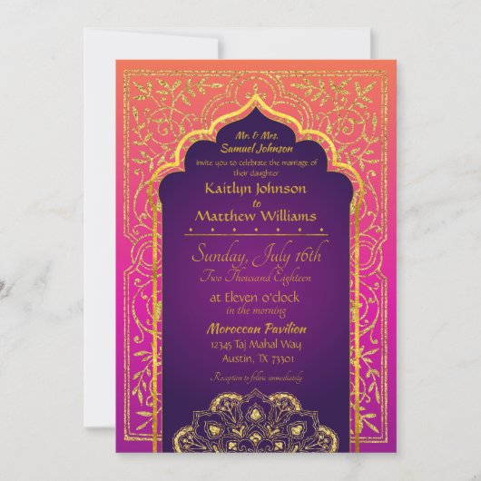 Bollywood Arabian Nights Hochzeitseinladung Einladung (Vorderseite)