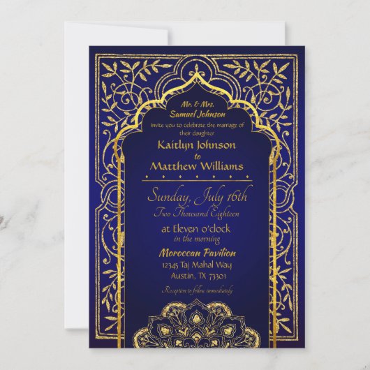 Bollywood Arabian Nights Hochzeitseinladung Einladung (Vorderseite)