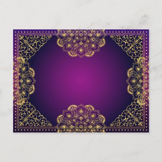 Bollywood Arabian Nights Save the Date Ankündigungspostkarte (Rückseite)