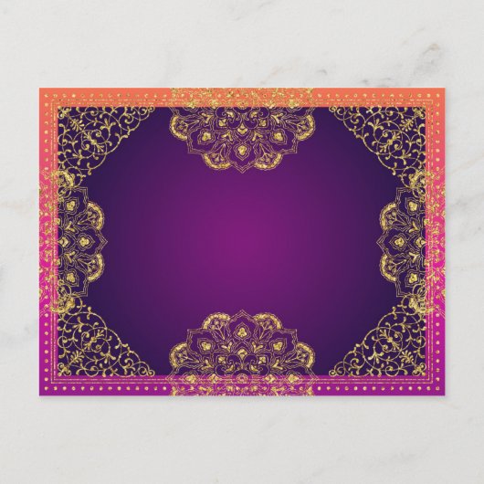 Bollywood Arabian Nights Save the Date Ankündigungspostkarte (Rückseite)