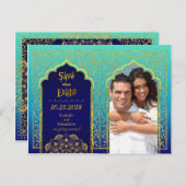 Bollywood Arabian Nights Save the Date Ankündigungspostkarte (Vorne/Hinten)