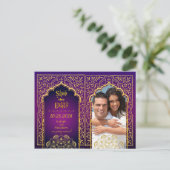 Bollywood Arabian Nights Save the Date Ankündigungspostkarte (Stehend Vorderseite)