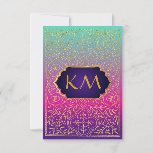 Bollywood Arabian Nights Wedding RSVP Card (Rückseite)