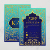 Bollywood Arabian Nights Wedding RSVP Card Karte (Vorne/Hinten)