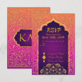 Bollywood Arabian Nights Wedding RSVP Card Karte (Vorne/Hinten)