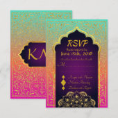 Bollywood Arabian Nights Wedding RSVP Card Karte (Vorne/Hinten)