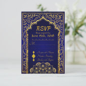 Bollywood Arabian Nights Wedding RSVP Card Karte (Stehend Vorderseite)