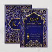 Bollywood Arabian Nights Wedding RSVP Card Karte (Vorne/Hinten)
