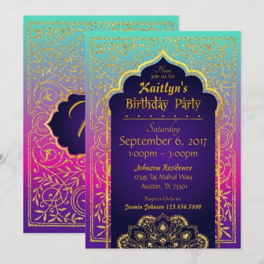 Bollywood arabische einladung (Vorne/Hinten)