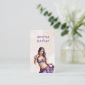 BOLLYWOOD HINDI BELLY DANCER WATERCOLOR LILA VISITENKARTE (Stehend Vorderseite)