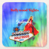 Bollywood Theme Indian Colorful Rechteckiger Pappuntersetzer (Vorderseite)