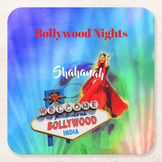 Bollywood Theme Indian Colorful Rechteckiger Pappuntersetzer (Vorderseite)