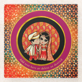 Bollywood Verlobung Indian Wedle Niedlich Couple Glasuntersetzer