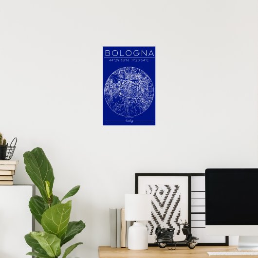 Bologna Blueprint Map Poster – Circular City Plan  (Heimbüro)