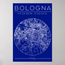 Bologna Blueprint Map Poster – Circular City Plan 