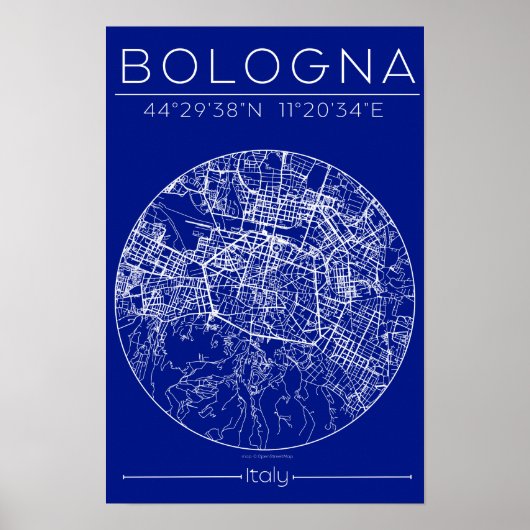 Bologna Blueprint Map Poster – Circular City Plan  (Vorne)
