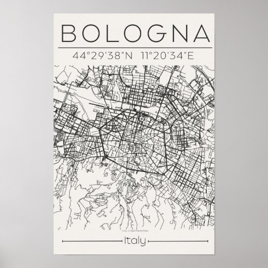 Bologna City Map Poster Modern Minimal Urban art  (Vorne)