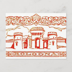 Bologna Italien antikes vintage Kunst Holzskulptur Postkarte