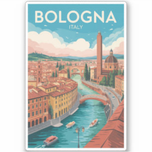 Bologna Italien Illustration Reise Kunst Vintage Aufkleber