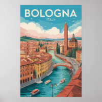 Bologna Italien Illustration Reise Kunst Vintage