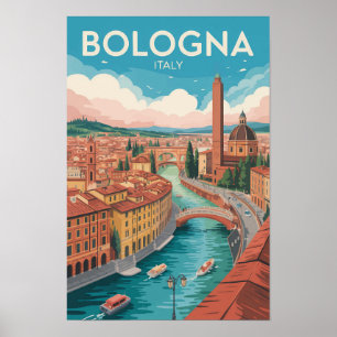 Bologna Italien Illustration Reise Kunst Vintage Poster
