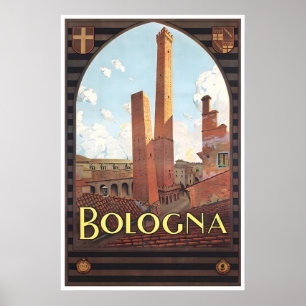 Bologna Italien Kunst Italienisches Reiseplakat EN Poster