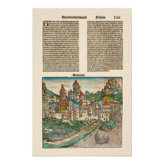 Bologna Italien Nürnberg Chronicle Medieval Book Poster (Vorderseite)