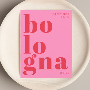 Bologna Italien Rosa Typografie Postkarte