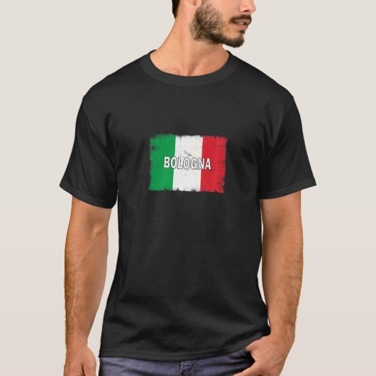 Bologna Italien Stadt mit italienischer Flagge T-Shirt (Vorderseite)