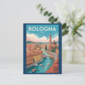 Bologna Italy Illustration Travel Art Vintage Postkarte (Stehend Vorderseite)
